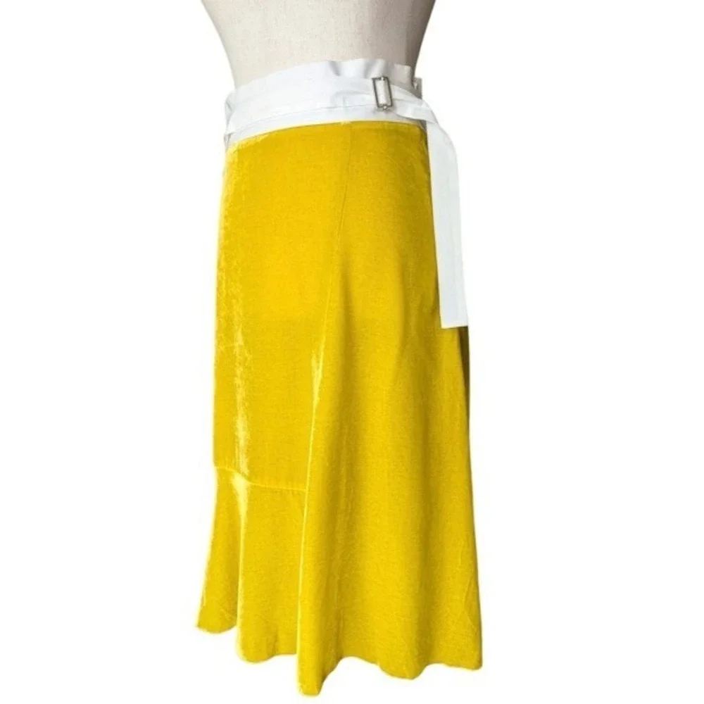 M Missoni Womens Yellow Ruffle Hem Belted Midi Skirt IT 40 US‎ 4 ND3RA2952J6